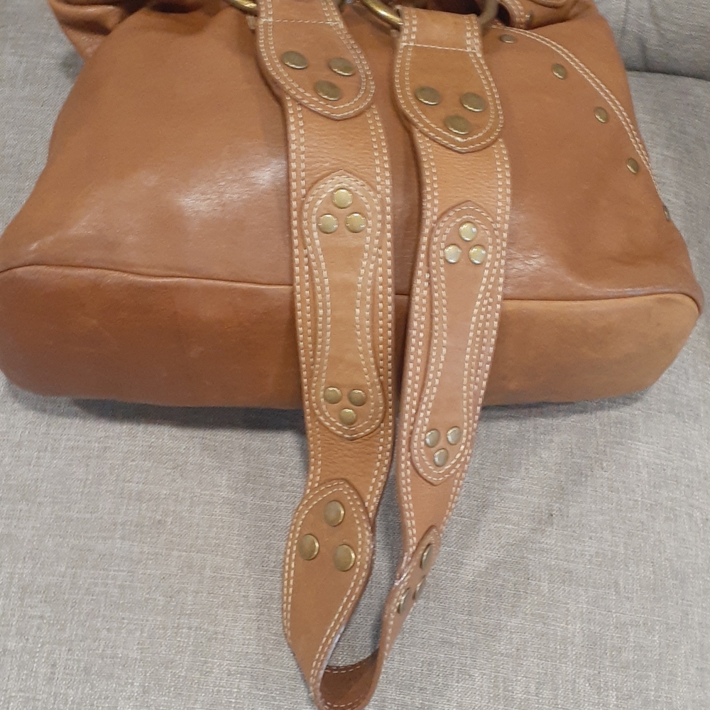 Aqua tan leather crossbody shoulder bag - Picture 14 of 17